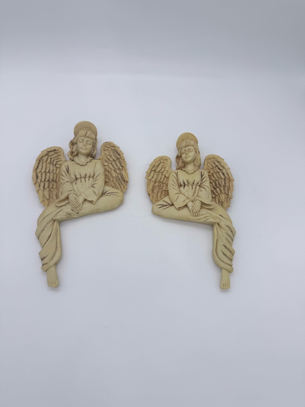 Vintage MCM Victorian Style Cherub Angels Wall Accent Pair Of 2